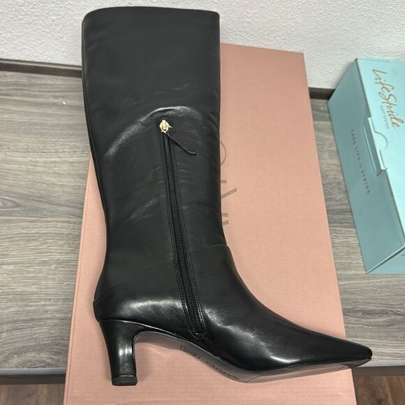 Franco Sarto Andria Knee Hight Boot In Black Leather - Picture 7 of 10